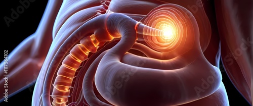D rendering of an endoscope view of the gastrointestinal tract