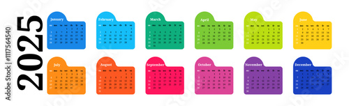 Calendar for 2025 isolated on a white background