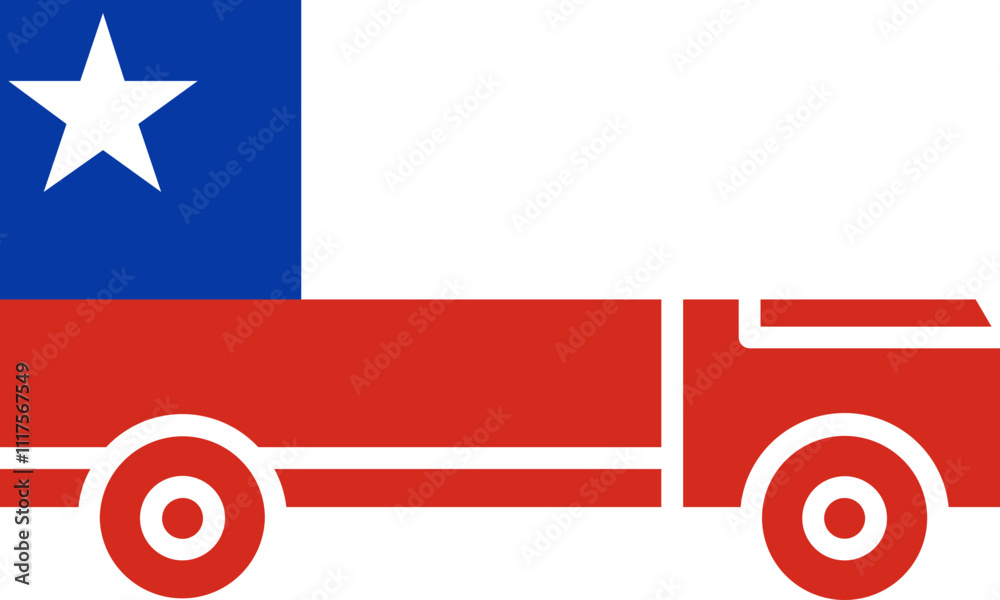 Fototapeta premium Truck Icon of Chile Flag