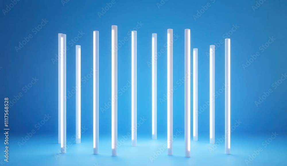 Abstract Illumination Background Featuring Vertical LED Light Bars in a Cool Blue Setting for Modern Design and Creative Projects Abstract Illumination Background Featuring Vertical LED Light Bars in a Cool Blue Setting for Modern Design and Creative Projects