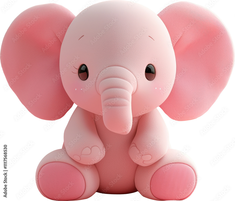 Cute pink elephant toy with soft features Cute pink elephant toy with soft features