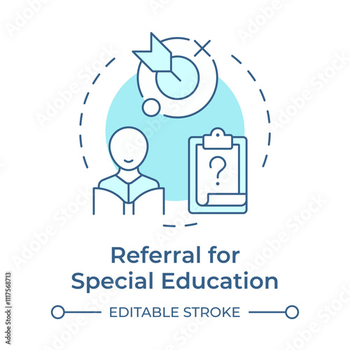 Referral for special education soft blue concept icon. Students needs identification. Iep process. Round shape line illustration. Abstract idea. Graphic design. Easy to use in blog post