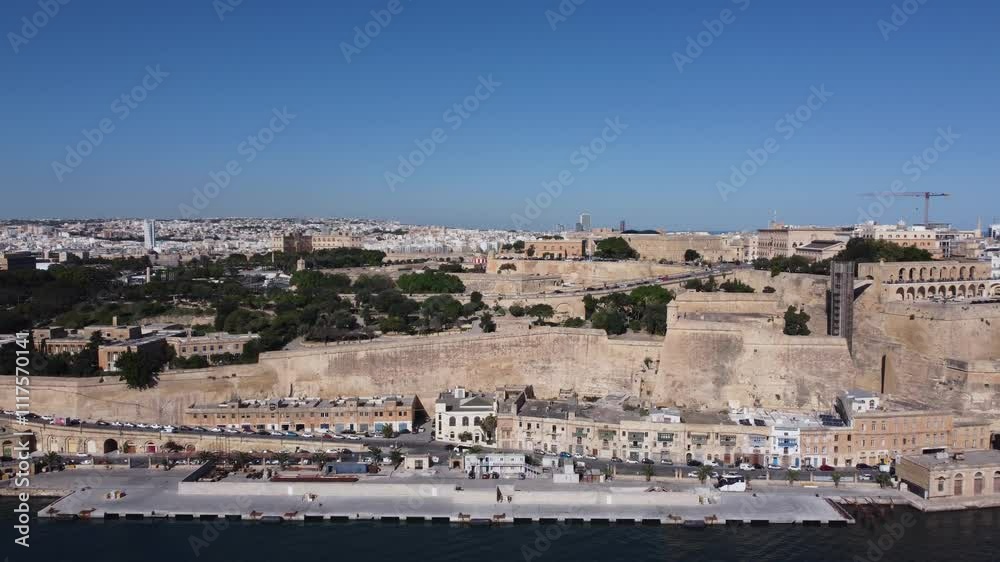 Valletta, Malta 25.11.2024 - Aerial view of the capital of Malta, Valletta waterfront. High quality 4k footage Valletta, Malta 25.11.2024 - Aerial view of the capital of Malta, Valletta waterfront. High quality 4k footage