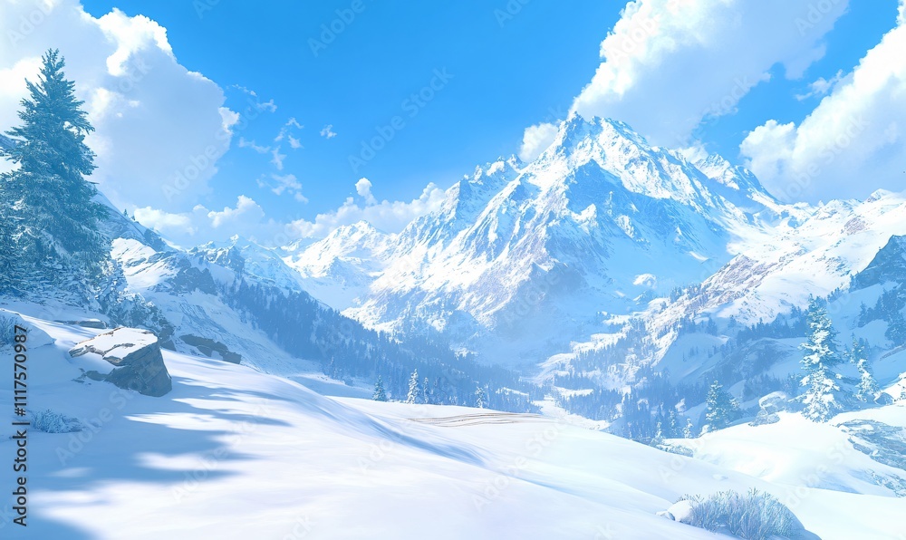 Fototapeta premium Majestic Himalayan snow-capped peaks, including Mount Everest, against a clear sky. Perfect minimalist backdrop with ample white space.
