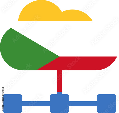 Cloud Server Icon of Comoros Flag