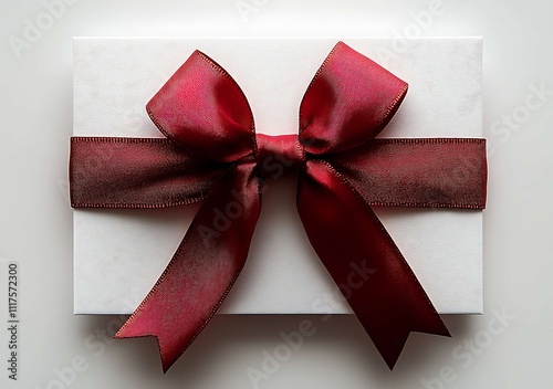 Elegant Gift Card with Red-Brown Satin Bow. photo