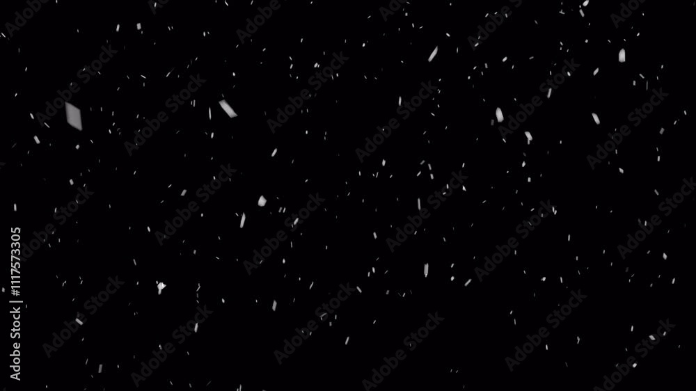 Realistic snowfall overlay, winter falling effect on a black background