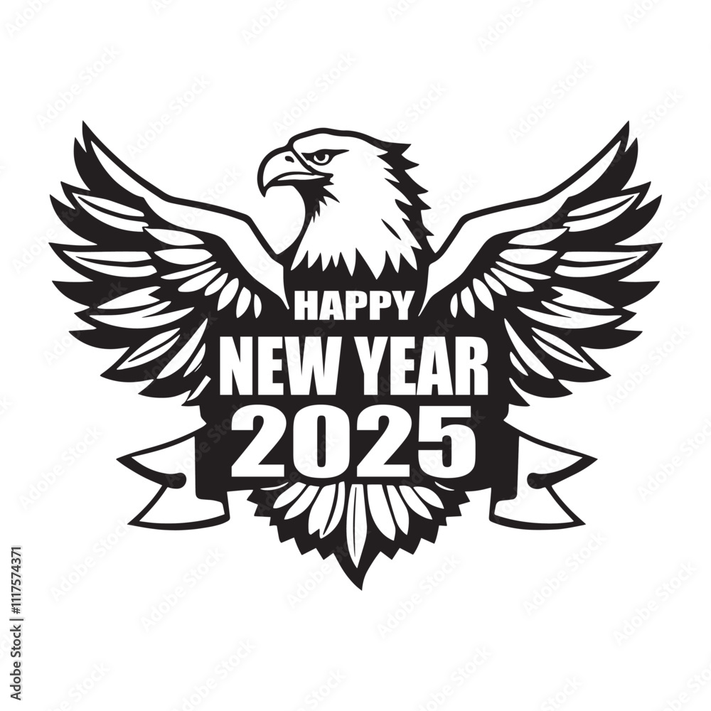 Fototapeta premium Celebrate the arrival of New Year 2025 with a majestic eagle design.