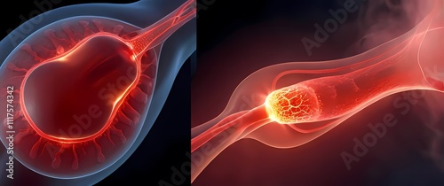 Illustration of platelet activation and shape change during a vascular injury response photo