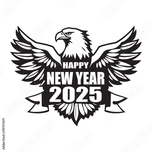 Celebrate the arrival of New Year 2025 with a majestic eagle design.