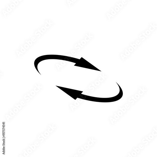 Two semicircular arrows rotate 360 ​​degrees. Following each other in a circle. Vector symbol.