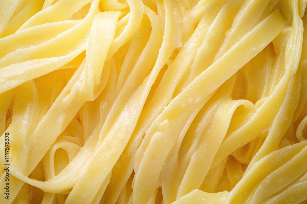 Close-up of cooked fettuccine pasta, showcasing its smooth, creamy texture. Close-up of cooked fettuccine pasta, showcasing its smooth, creamy texture.