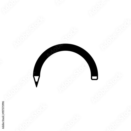 Bent flexible pencil. Semicircular shape.