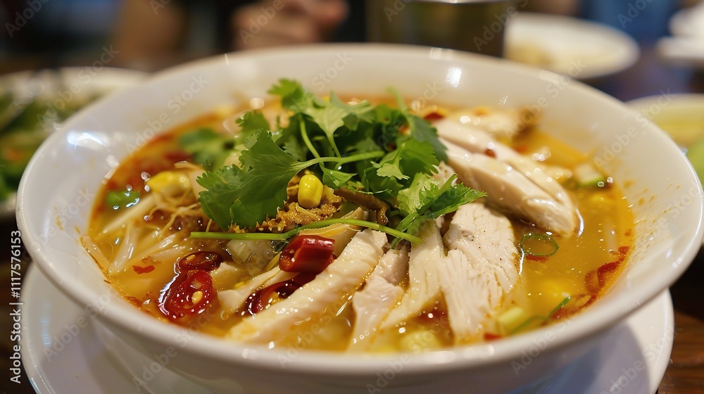 Chicken, Corn, Red and White Soup, Hearty and Flavorful Blend, a Comforting Bowl of Goodness Chicken, Corn, Red and White Soup, Hearty and Flavorful Blend, a Comforting Bowl of Goodness