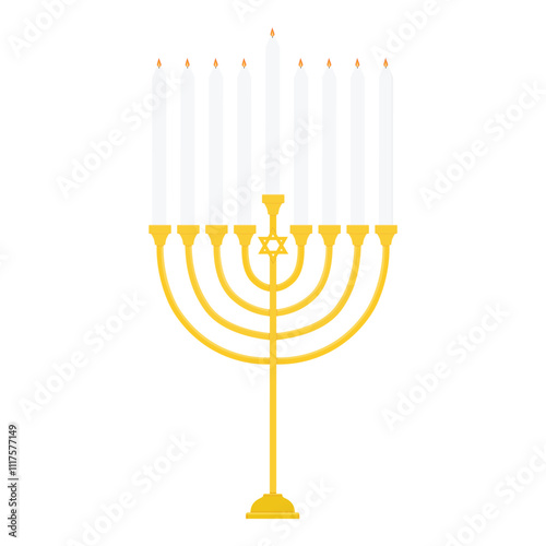 Golden Jewish Hanukkah menorah candlestick