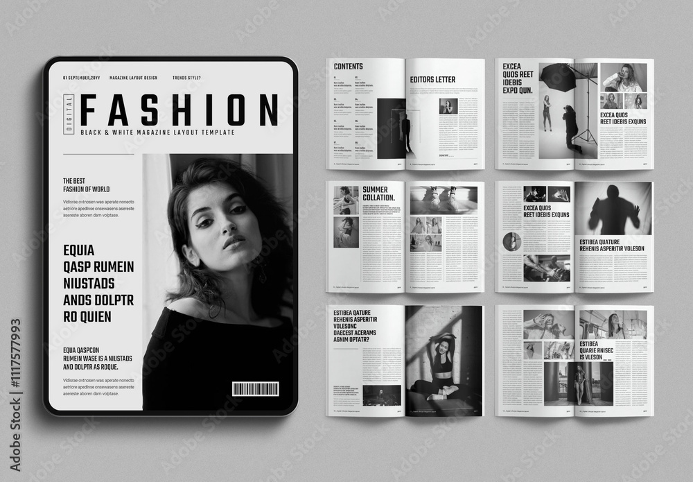 Digital Fashion Magazine Layout Design Template Stock Template | Adobe ...