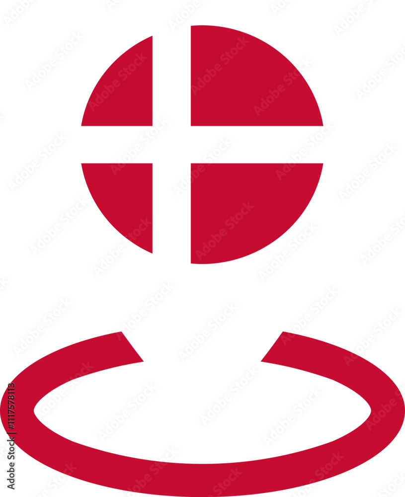Obraz premium Location Icon of Denmark Flag