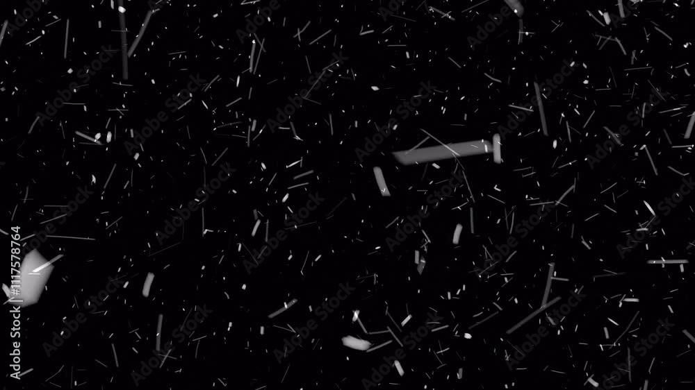 Heavy snowfall overlay with blizzard falling effect on a black background for dramatic winter scenes