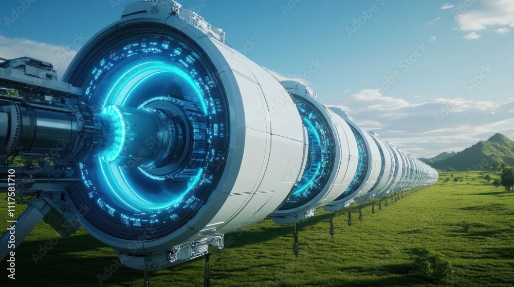 Futuristic Transportation System Across Green Landscape Futuristic Transportation System Across Green Landscape
