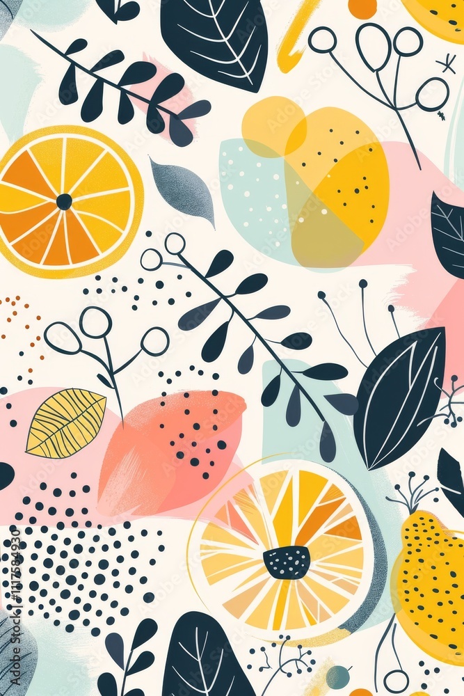 Contemporary style with citrus shapes Contemporary style with citrus shapes