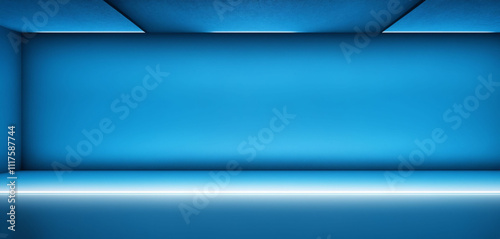 Panoramic abstract blue background for product presentation