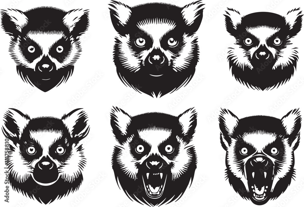 Fototapeta premium Cute Lemur Profile Graphic Artwork