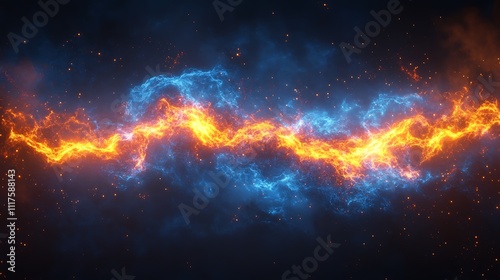 Blue energy explosion spreading sharp neon beams futuristic background