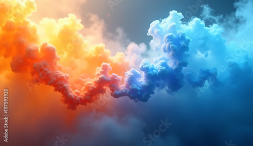 smoke abstract background in blue and orange
