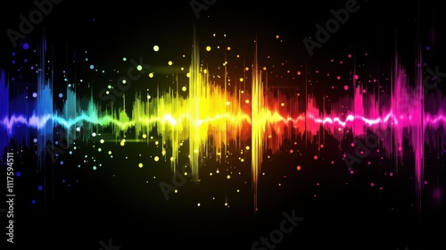 Vibrant Rainbow Soundwave Abstract Background.