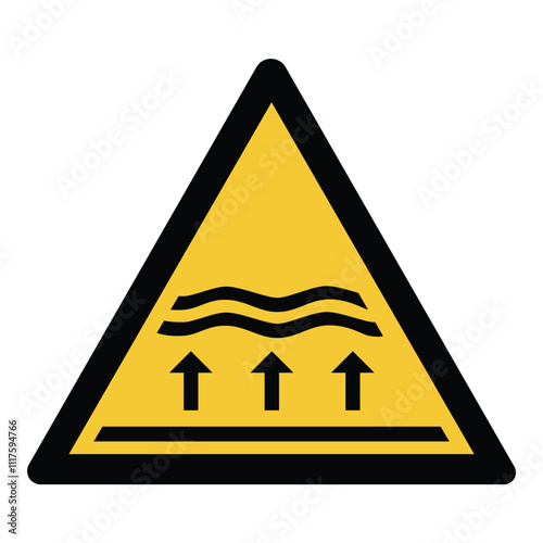 Flood zone warning sign. Yellow triangle sign isolated on white background