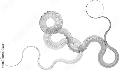 Decorative swirl of line. Intertwined curved lines .Abstract flow linear fluid shapes .Curly design element. Music sound wave . Swirl calligraphic flourish divider ornament design. Curve lines Vector 