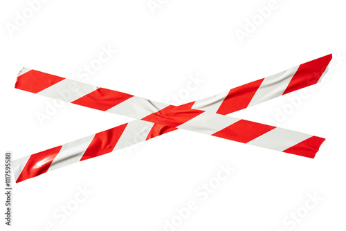 X shape red and white barricade tape photo