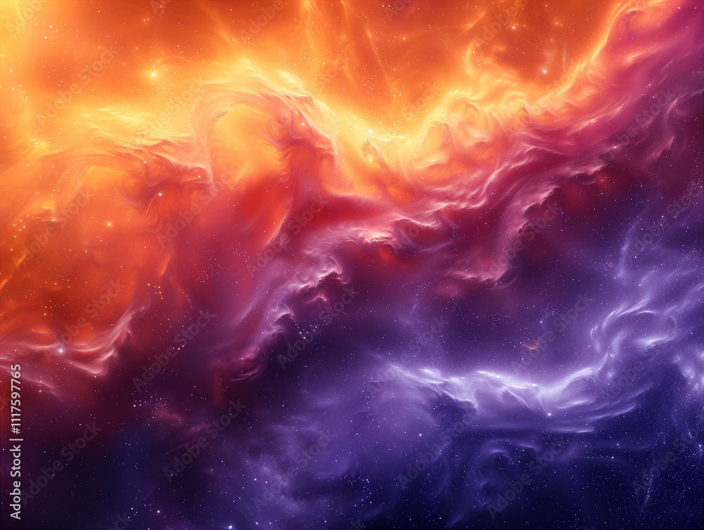 Obraz premium Colorful cosmic clouds showcase vibrant space elements. Generative AI