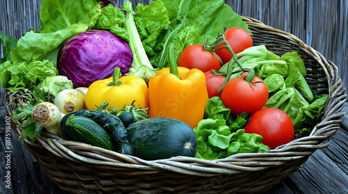 Vibrant farmers market scene with colorful vegetables and fruits on display