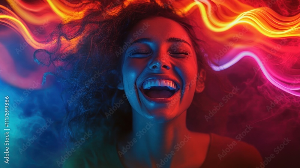 Woman with Colorful Neon Lights Woman with Colorful Neon Lights