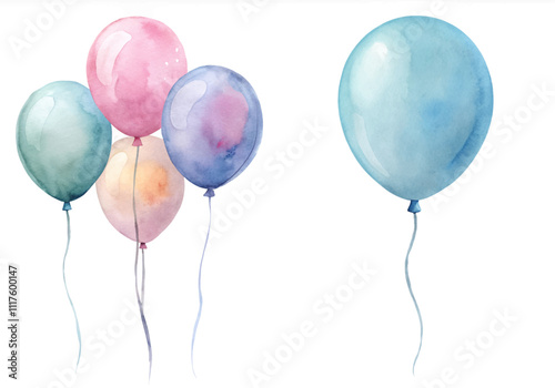 A group of colorful balloons are floating in the air
