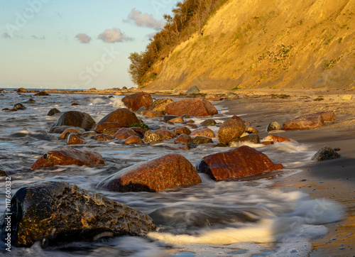 Fototapeta Naklejka Na Ścianę i Meble -  rocks on the beach on the baltic sea, island Rügen in Germany Cap Arkona