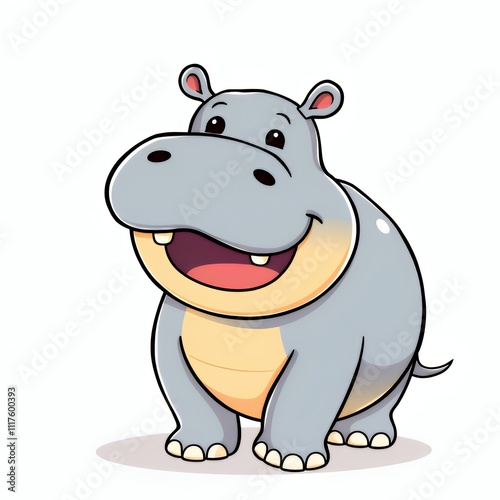 cartoon hippo with a big smile on his face. photo