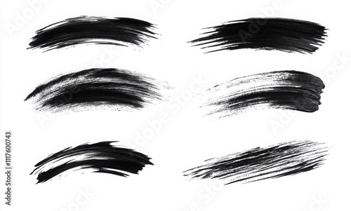 High-quality black mascara smears on a clean white background, s