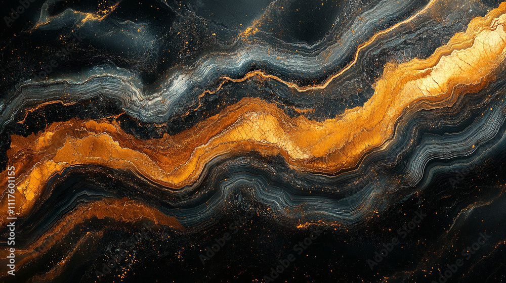 Obraz premium Tekstura stary mur w czarnym kolorze, beton z dodatkiem złota, tło trendy 2025 generative ai