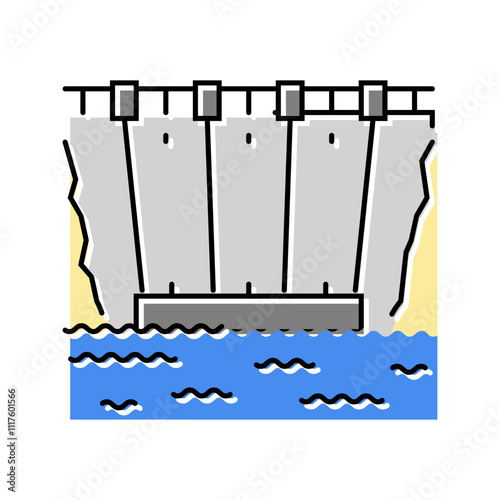 dam structure hydroelectric power color icon vector. dam structure hydroelectric power sign. isolated symbol illustration