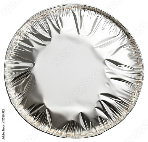 Round aluminum pie tin with crimped edges