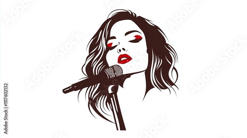 A singer sings into a microphone 2D logo on a white background