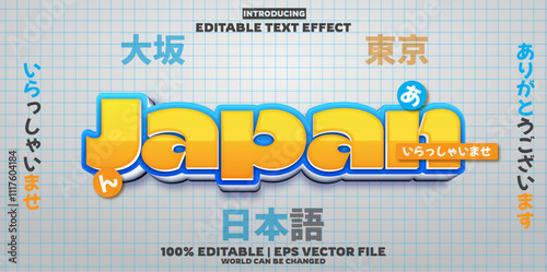Japan editable text effect in modern Japan style