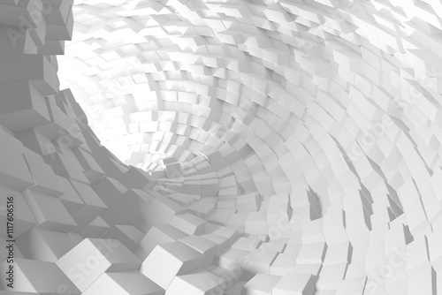 Fototapeta Naklejka Na Ścianę i Meble -  Abstract geometric tunnel with white cubes. 3d render