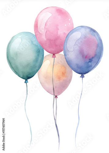 A group of colorful balloons are floating in the air