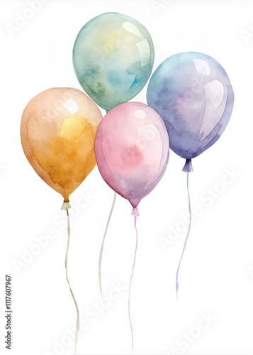 A group of colorful balloons are floating in the air