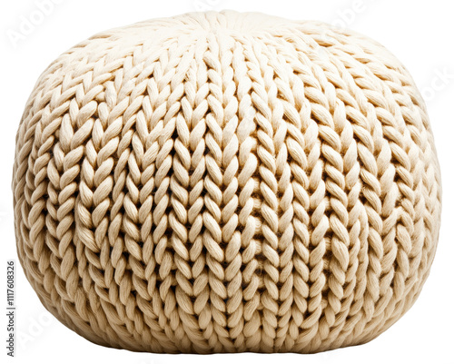 PNG Cream-colored knitted pouf