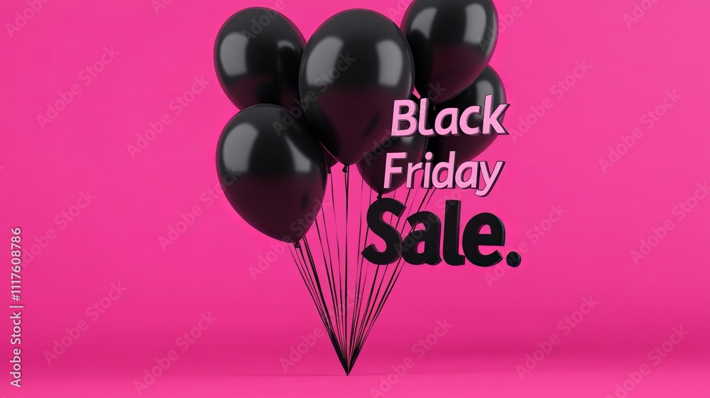 Fototapeta premium Get ready for Black Friday! This sale offers up to 60% off for 24 hours. The ad shows black balloons with 