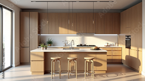 modern kitchen interior with kitchen